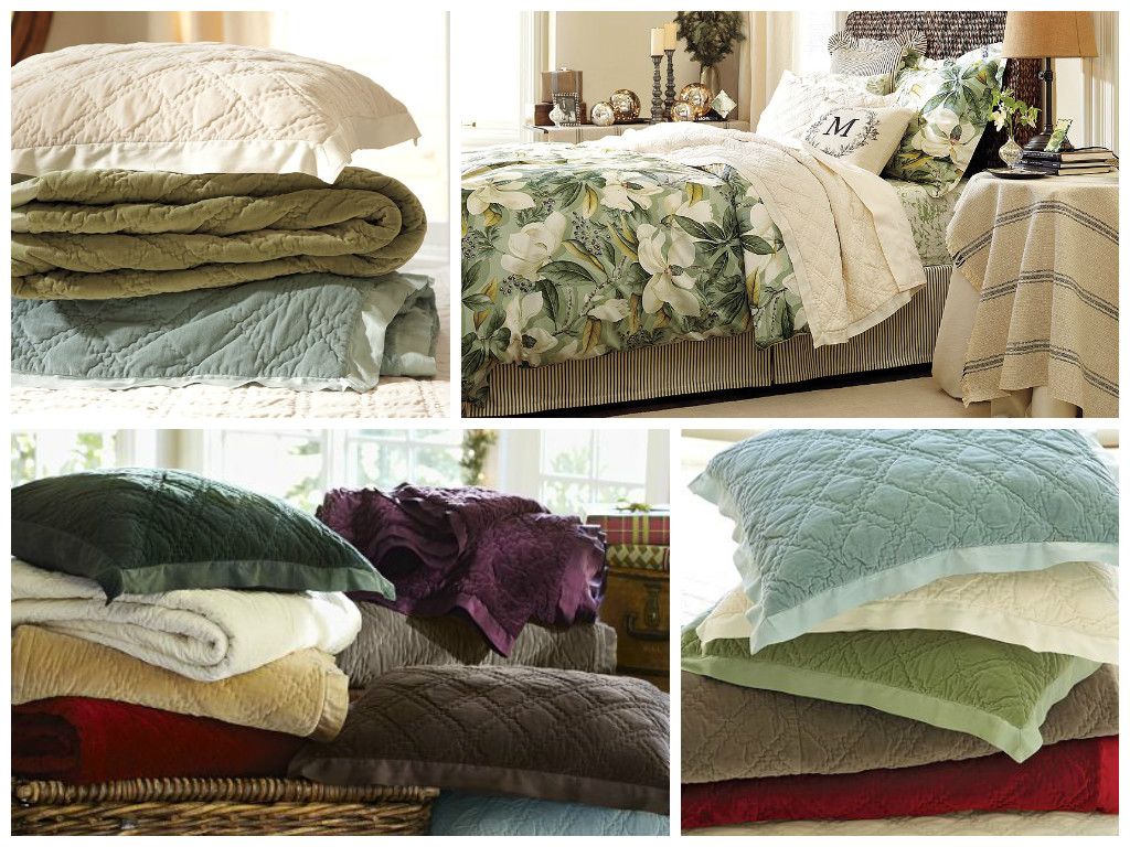 POTTERY BARN Washed Velvet QUILT w/ 2 STANDARD SHAMS Full/Queen Ivory