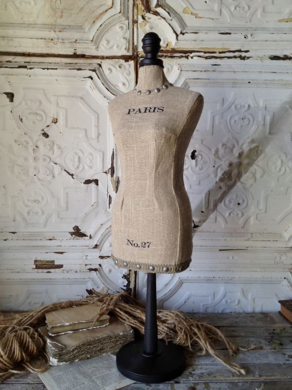 Vintage Style MANNEQUIN Fabric Torso Tabletop Dress Form Nailhead