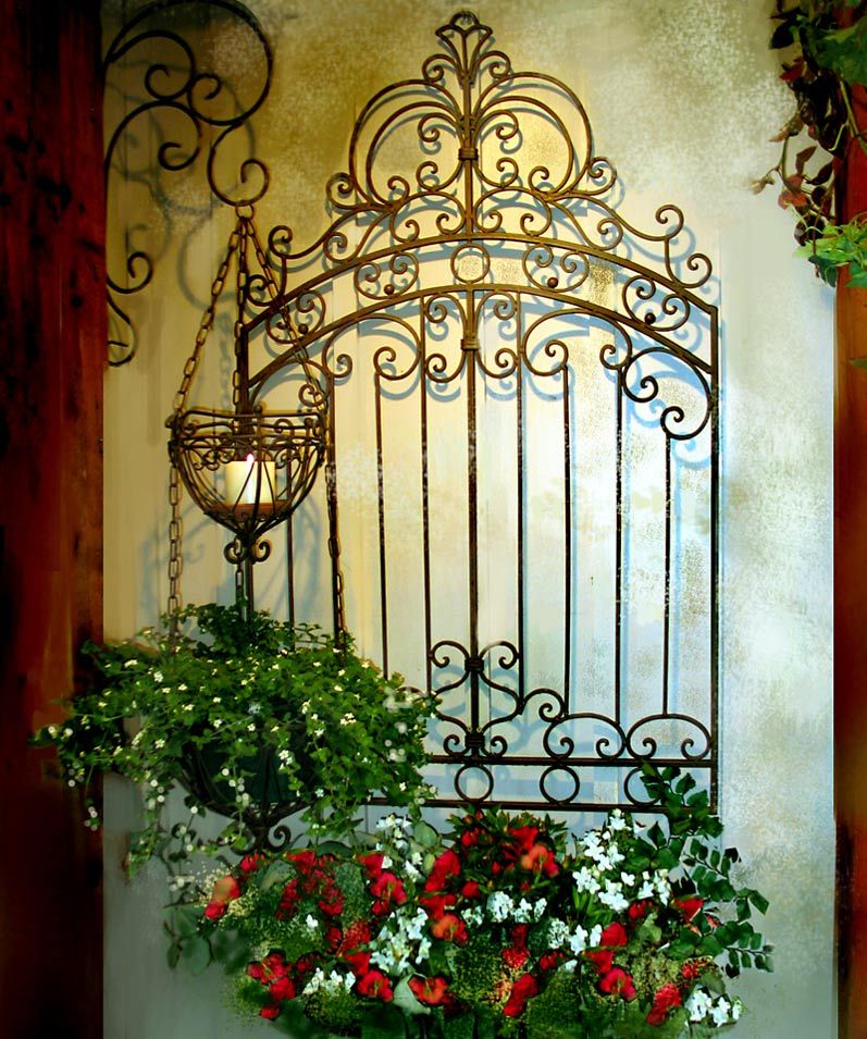 Set 2 Scroll Wall Decor Wrought Iron Metal Grille Panel Tuscan Art Plaque Grill