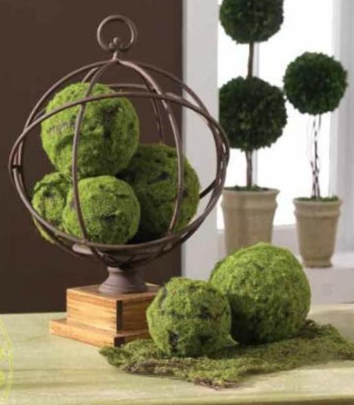 COTTAGE CHIC Faux Moss Ball VASE FILLERS Small/Large/Set Green NEW