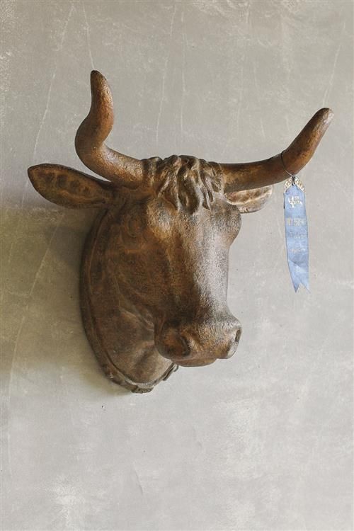 Bull's Head Wall Decor French Country Farmhouse Decorative Art Cow Bull