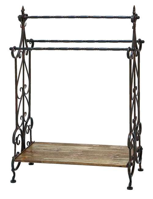 French Country Wrought Iron Scrolled Quilt Towel Rack Holder Tuscan New