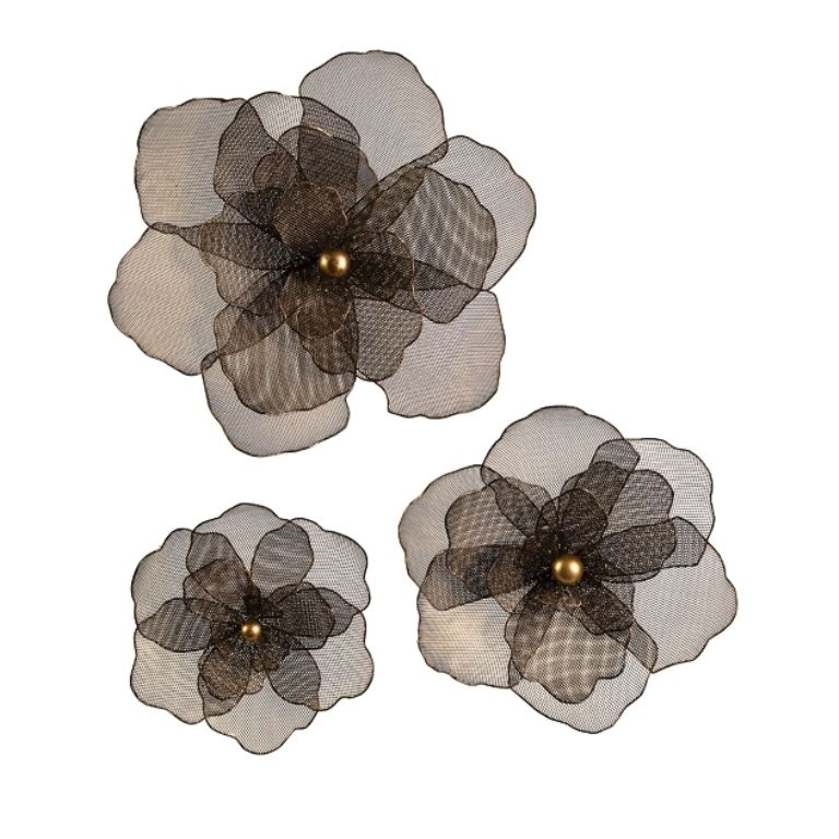 Large s 3 Wire Mesh Flower Wall Decor Art Astair Floral Set New eBay