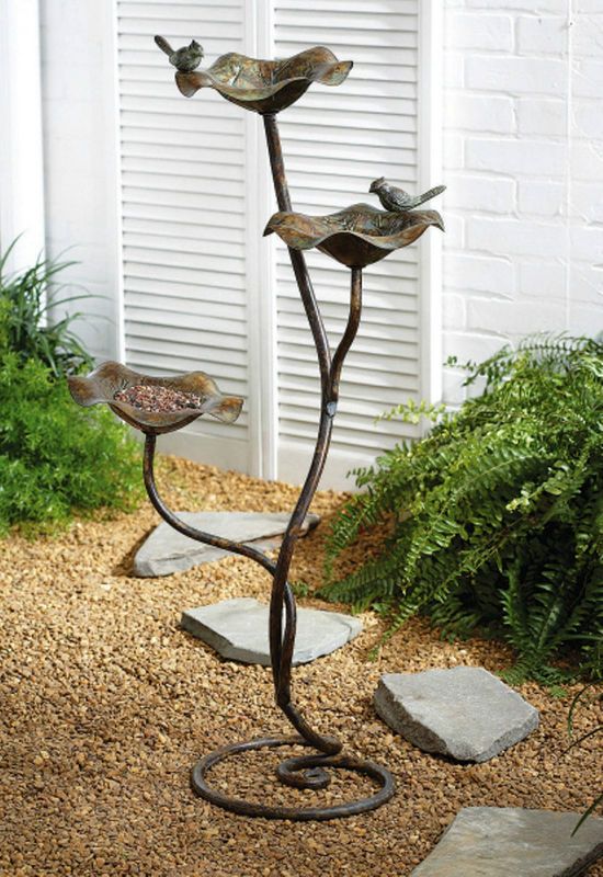 Cast Iron 3 Tier Free Standing BIRD FEEDER Bath Aviary Design