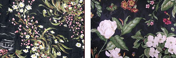 Examples of floral patterns on a dark background
