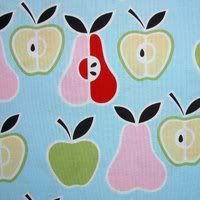 apples and pears photo: 23- Apples &amp; Pears, cotton woven. Coordinates- raspberry, red, brown, butter yellow, celery. Apples2020Pears20blue.jpg