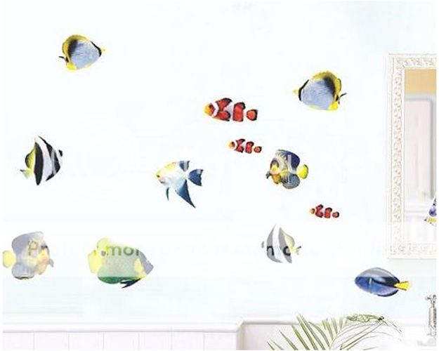 DIY Removable PVC Fish Set Art Design Wall Sticker Decor Home Room Bathroom New