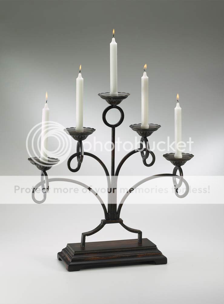 TUSCAN Multi 5 Taper Black Wrought Iron CANDELABRA Candle Holder NEW 