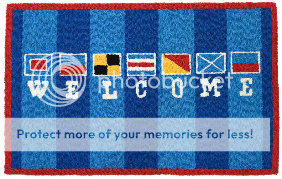 NAUTICAL Flags Welcome ACCENT RUG 2x3 Blue Mat NEW  