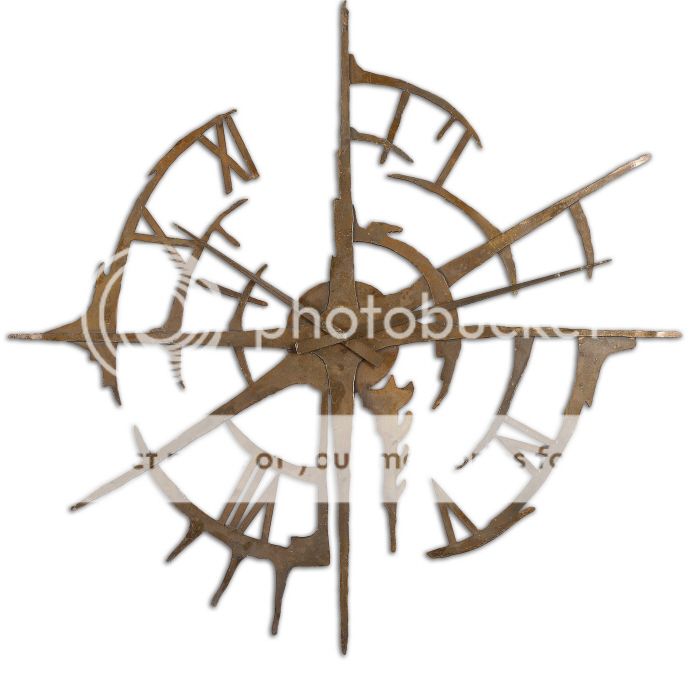 Large Rustic Modern Disconnected Metal Wall Clock Oxidized Copper 43"D Compass
