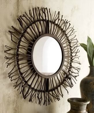 Real Birch Wood Large RUSTIC Round Branch WALL MIRROR 38