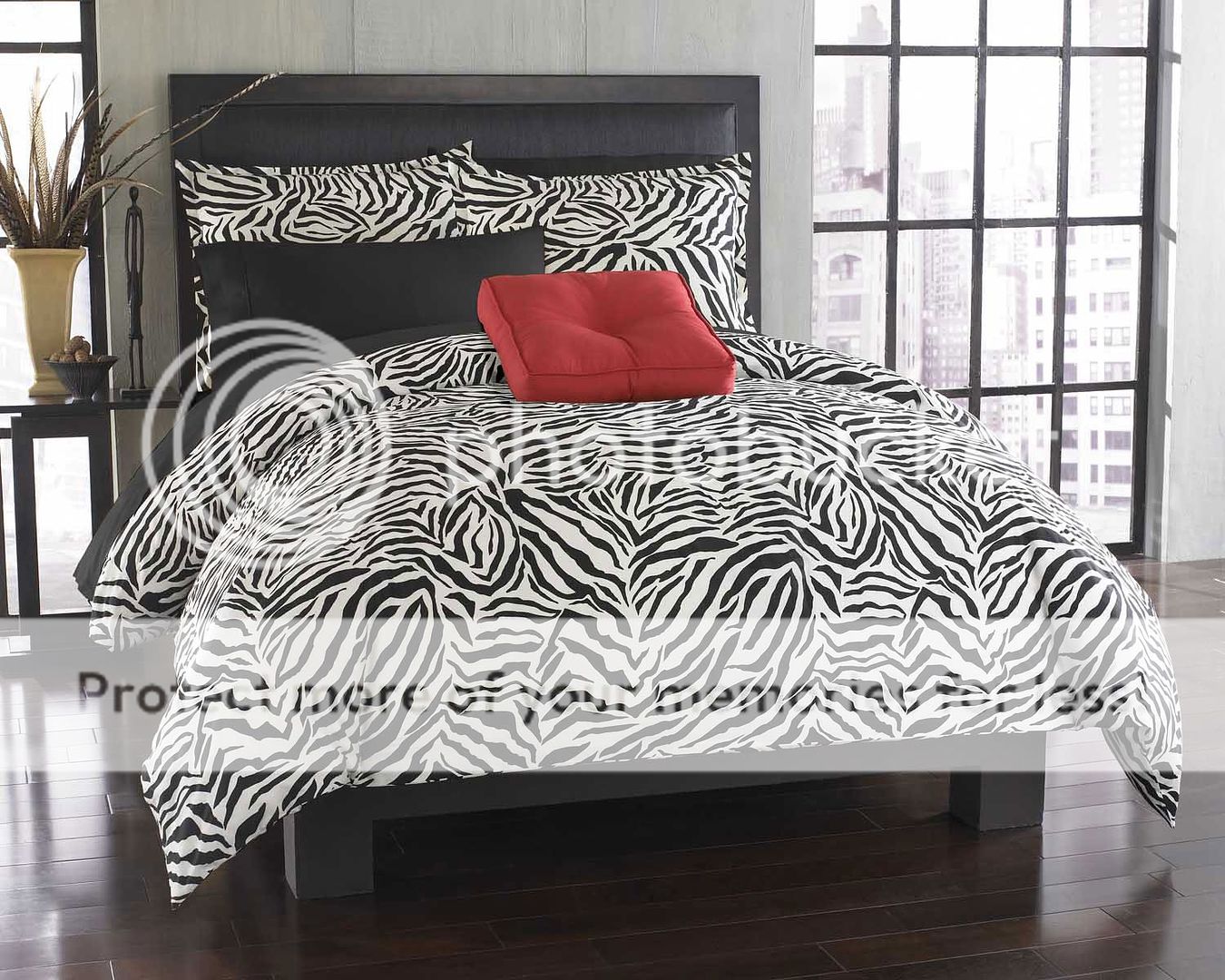 Black White Zebra Duvet Cover w Shams Set King Safari Animal Print New