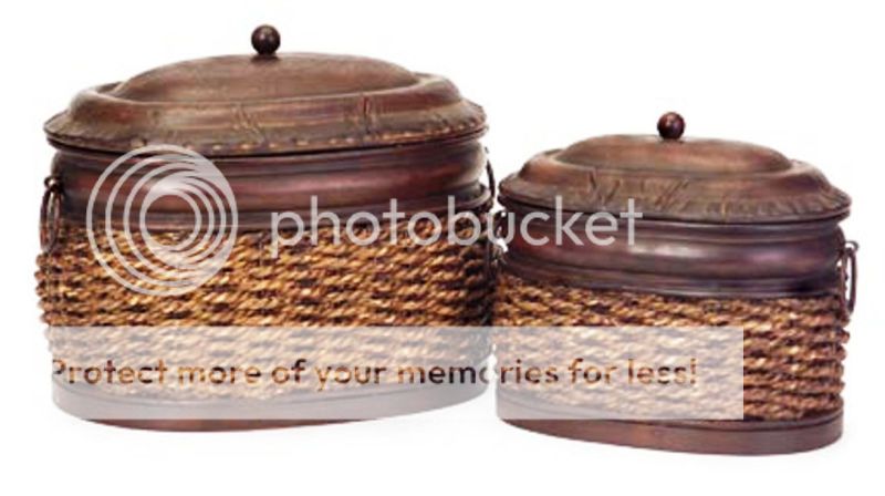   Rattan & Metal DECORATIVE STORAGE BOX Boxes Old World NEW  