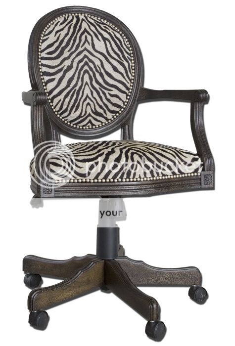 ANIMAL PRINT Swivel Wood HOME OFFICE CHAIR Adjustable Zebra Nail Head 