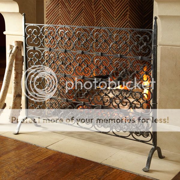  Forged Wrought Iron Gothic Scroll Decorative Fireplace Screen