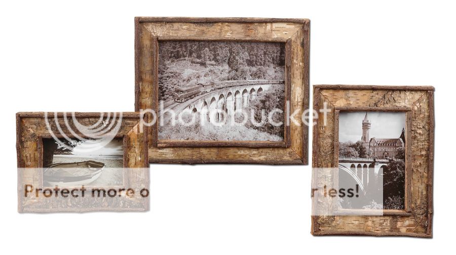   with palm branch edges giving the frames a rustic/lodge appearance