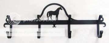 TUSCAN Wrought Iron Horse COAT HOOK Bar Rack Black Made in USA NEW 