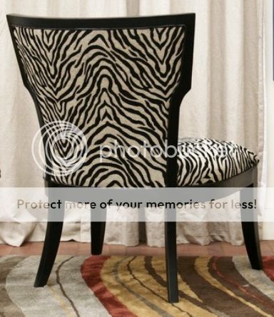 ANIMAL PRINT Accent SIDE CHAIR Zebra Black Wood NEW  