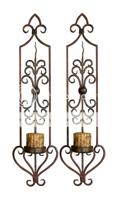   Scroll S/2 Iron WALL CANDLE HOLDER Sconces Scrolled Metal NEW  
