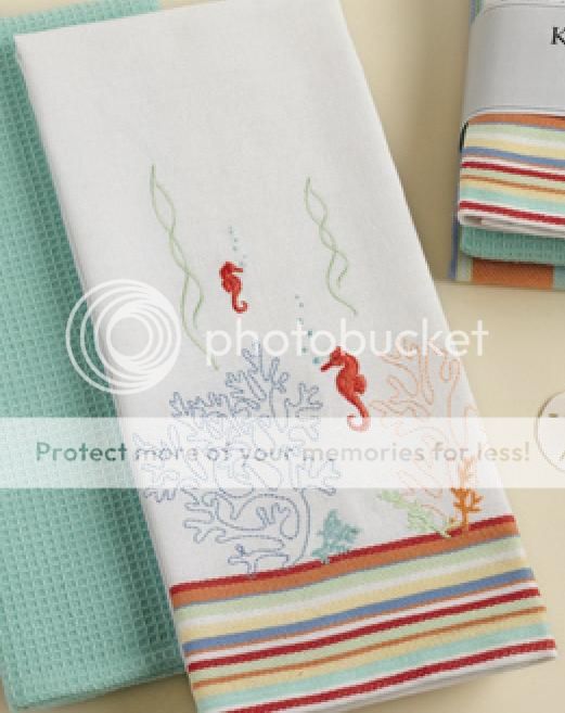 Nautical s 2 Sea Horse Dish Towels Cloth Napkin White