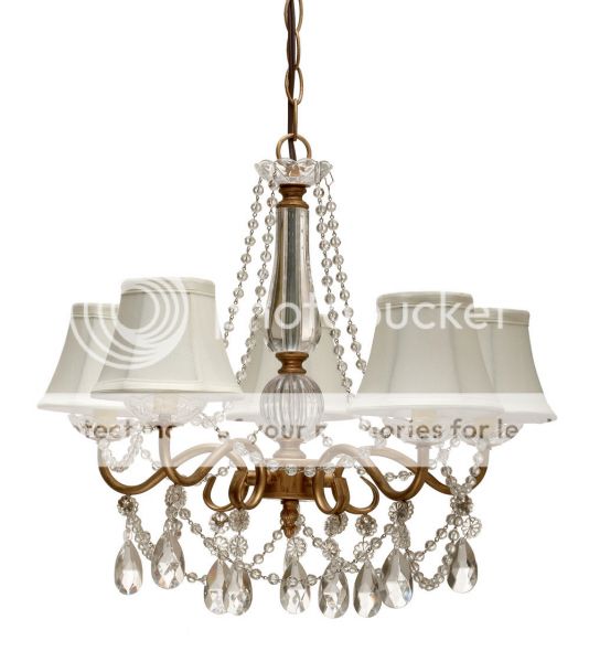 SHABBY FRENCH CHIC CHANDELIER 5 Arm Crystals Drop Vintage Style 