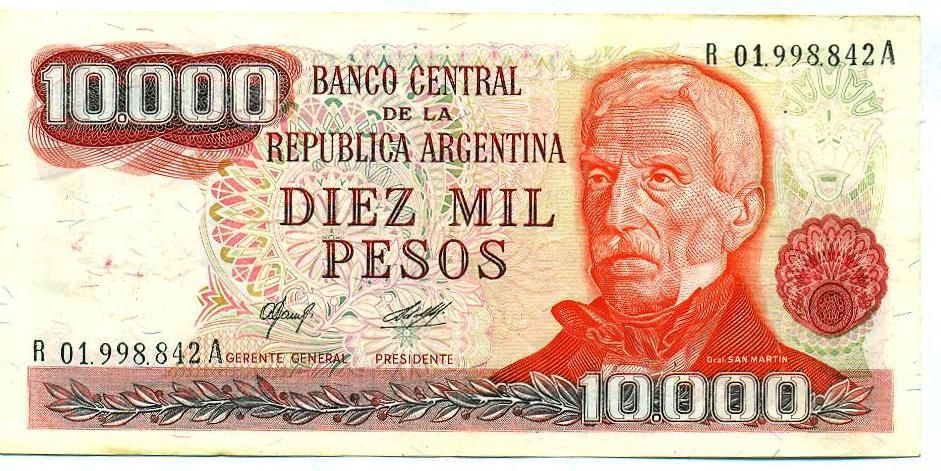 aUNC Argentina P 306-10,000 Pesos 1976 1983
