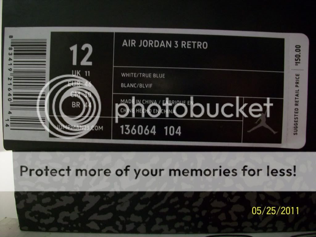 Air Jordan 3 Retro 2011 True Blue iii sz. 8 14 xi nike mag yeezy 