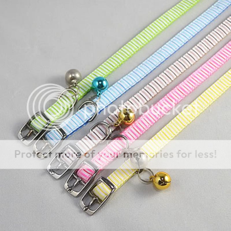 Cute PETS Doggie Cat Plaid Nylon COLLAR With Bells 5 Colors XS  