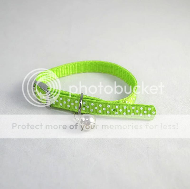 Cute PETS Puppy Cat White Dot Nylon COLLAR W. Bell 6 Colors XS  